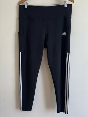 adidas Climalite || Women's Black White Three Striped Active Leggings size xl
